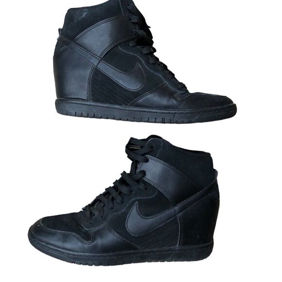 RARE 2013 Nike Dunk Sky High Black Hidden Wedge Heel Size 10 - Picture 2 of 16